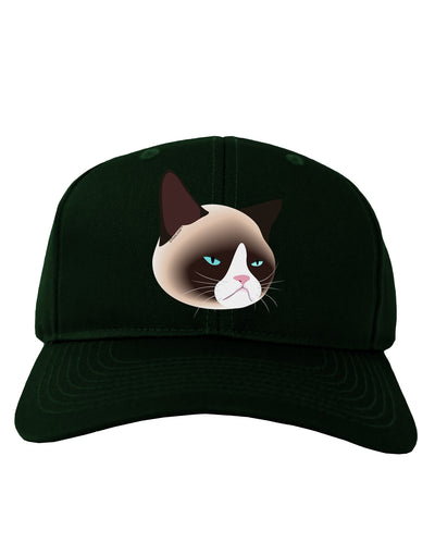 Cute Disgruntled Siamese Cat Adult Dark Baseball Cap Hat by-Baseball Cap-TooLoud-Hunter-Green-One Size-Davson Sales