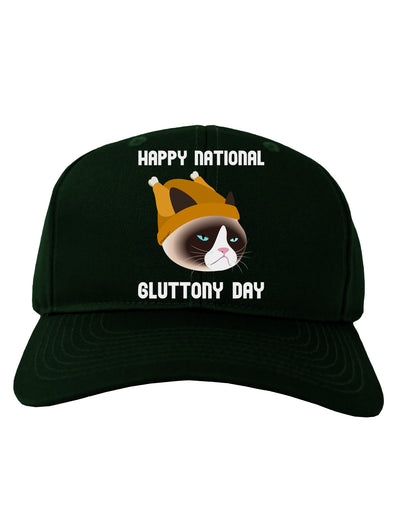 Gluttony Day Disgruntled Cat Adult Dark Baseball Cap Hat by-Baseball Cap-TooLoud-Hunter-Green-One Size-Davson Sales