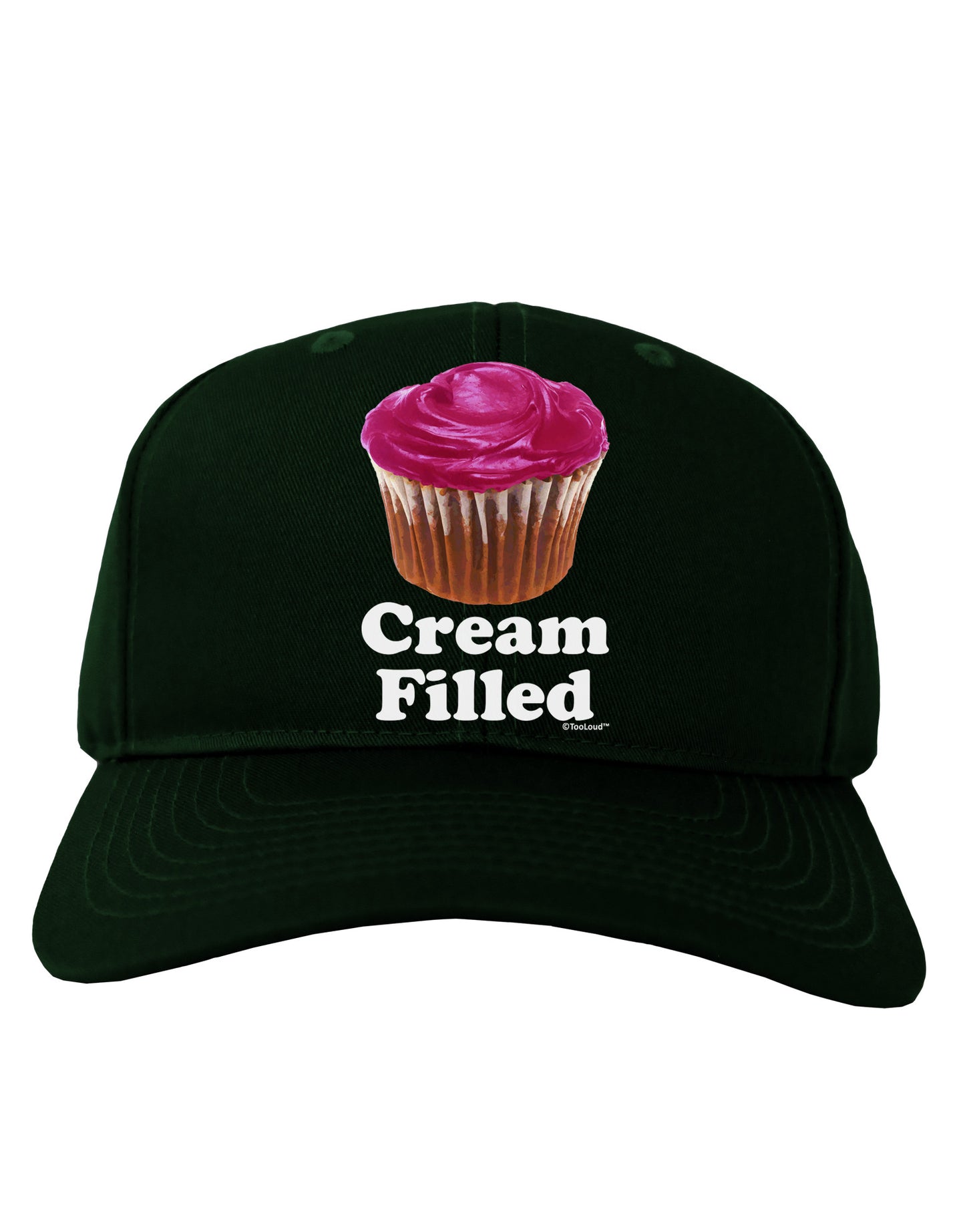 Cream Filled Pink Cupcake Design Adult Dark Baseball Cap Hat by TooLoud-Baseball Cap-TooLoud-Hunter-Green-One Size-Davson Sales