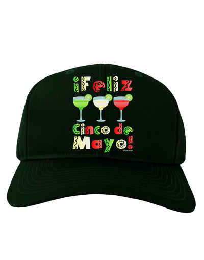 Margaritas - Mexican Flag Colors - Feliz Cinco de Mayo Adult Dark Baseball Cap Hat by TooLoud-Baseball Cap-TooLoud-Hunter-Green-One Size-Davson Sales