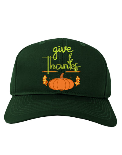 Give Thanks Adult Baseball Cap Hat-Baseball Cap-TooLoud-Hunter-Green-One-Size-Fits-Most-Davson Sales