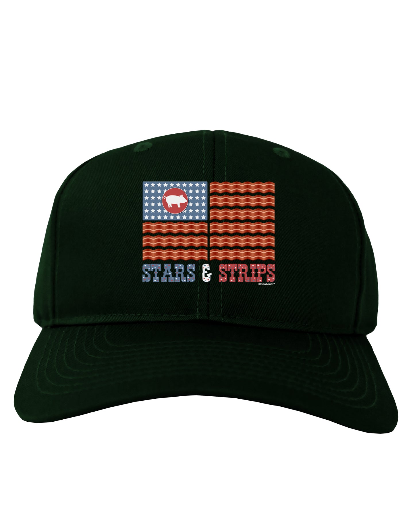 American Bacon Flag - Stars and Strips Adult Dark Baseball Cap Hat-Baseball Cap-TooLoud-Hunter-Green-One Size-Davson Sales