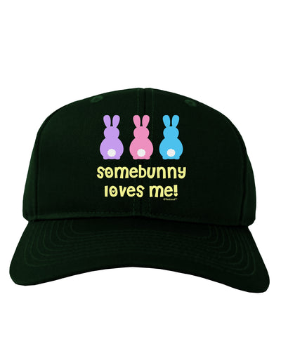 Three Easter Bunnies - Somebunny Loves Me Adult Dark Baseball Cap Hat by TooLoud-Baseball Cap-TooLoud-Hunter-Green-One Size-Davson Sales