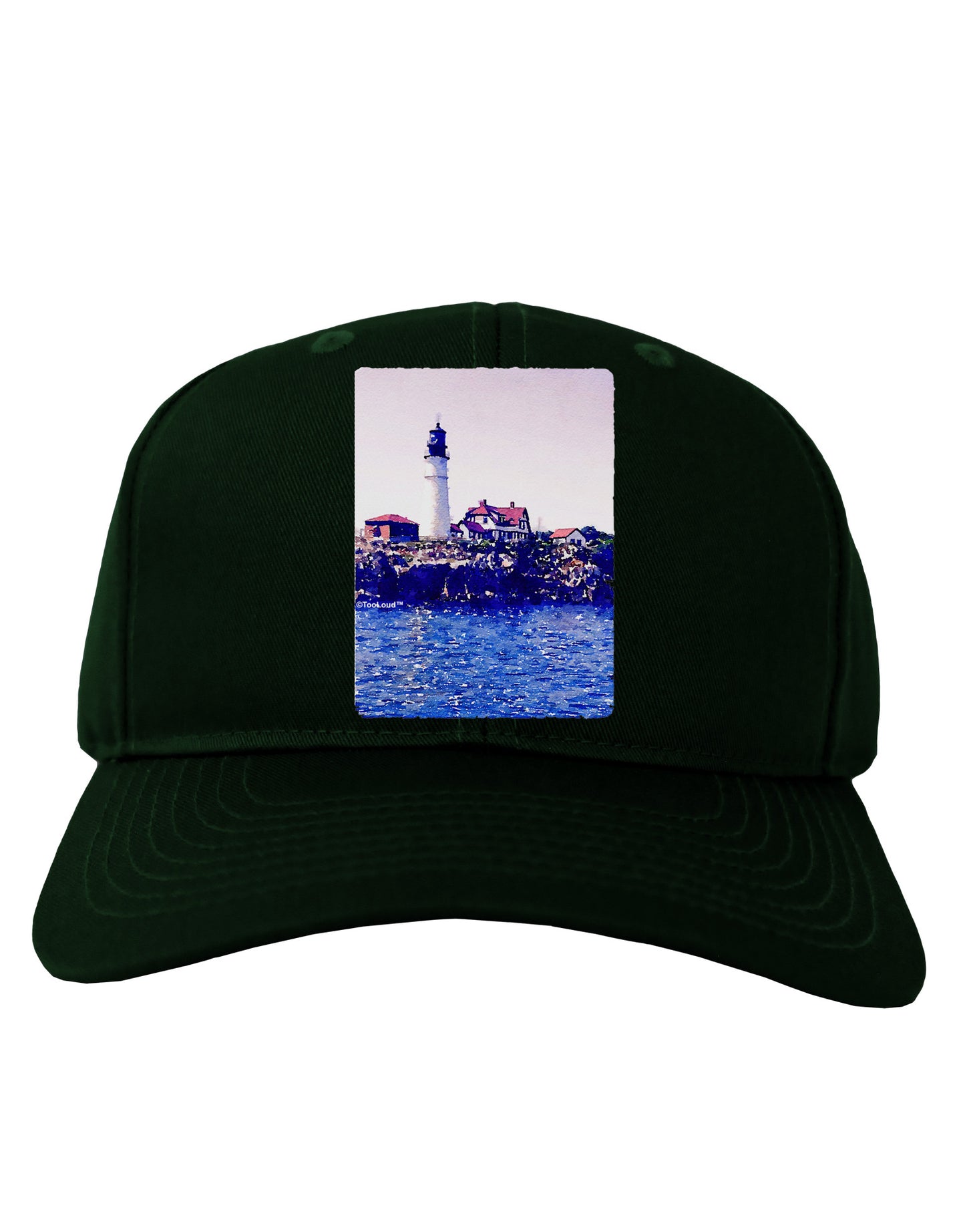 TooLoud Watercolor Lighthouse 2 Adult Dark Baseball Cap Hat-Baseball Cap-TooLoud-Hunter-Green-One Size-Davson Sales