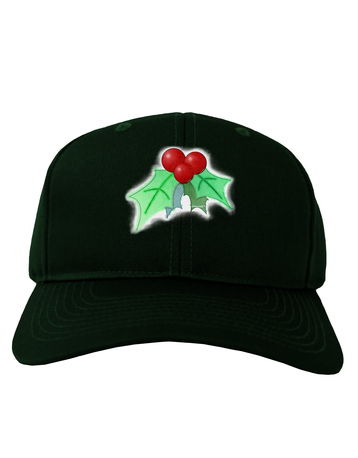 Holly Watercolor Adult Dark Baseball Cap Hat-Baseball Cap-TooLoud-Hunter-Green-One Size-Davson Sales