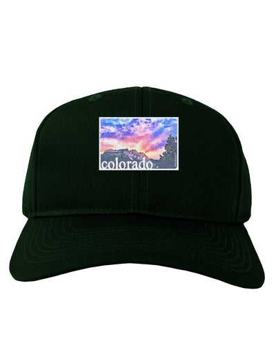 CO Rainbow Sunset Watercolor Text Adult Dark Baseball Cap Hat-Baseball Cap-TooLoud-Hunter-Green-One Size-Davson Sales