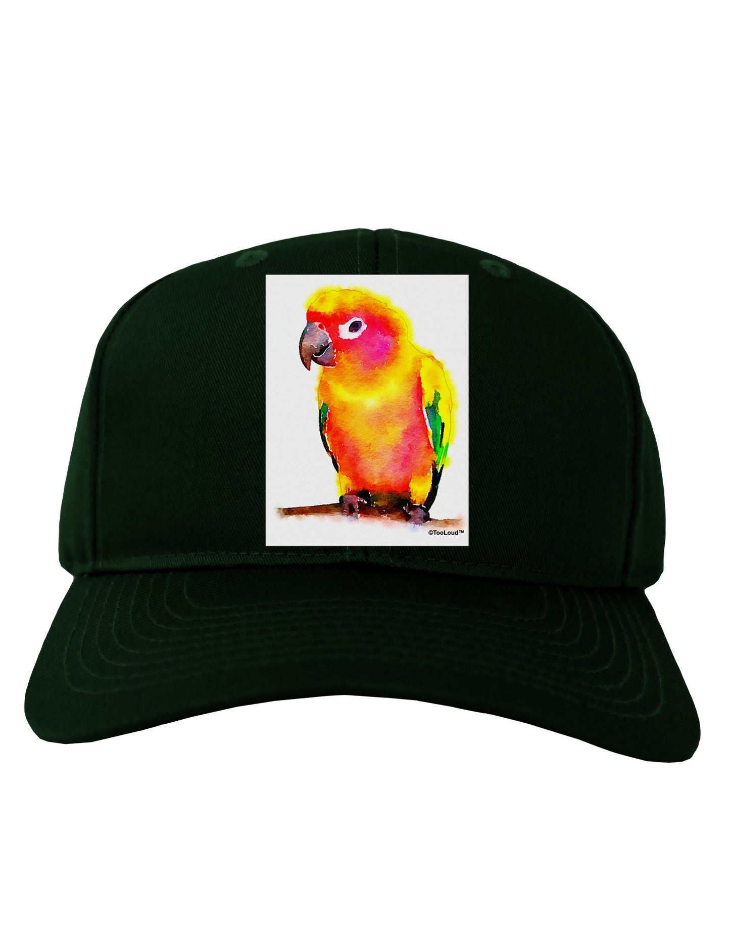 Sun Conure Parrot Watercolor Adult Dark Baseball Cap Hat-Baseball Cap-TooLoud-Hunter-Green-One Size-Davson Sales