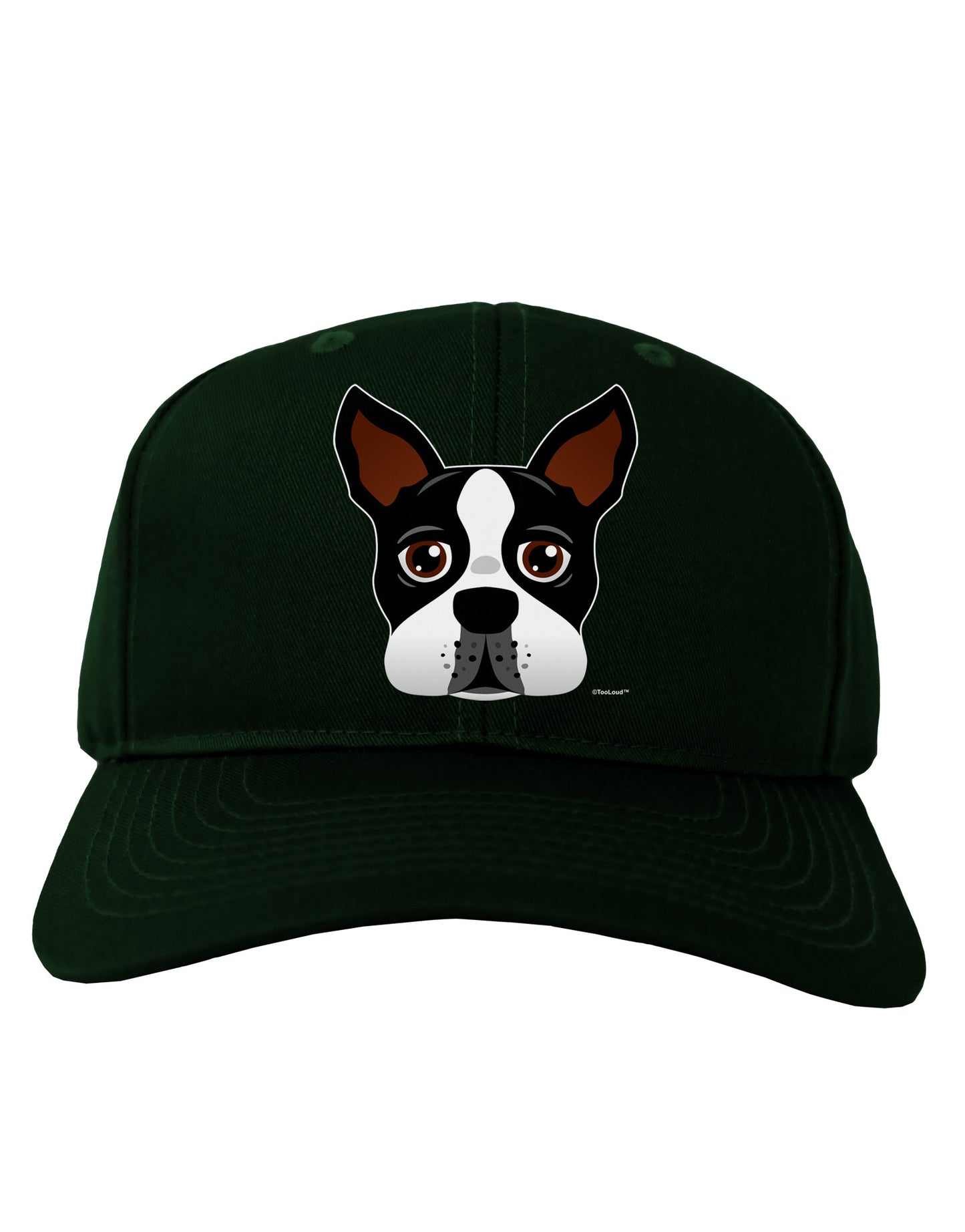 Cute Boston Terrier Dog Face Adult Dark Baseball Cap Hat-Baseball Cap-TooLoud-Hunter-Green-One Size-Davson Sales