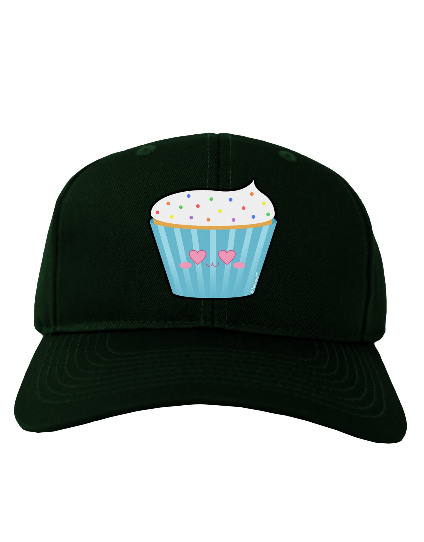 Cute Cupcake with Sprinkles - Heart Eyes Adult Dark Baseball Cap Hat by TooLoud-Baseball Cap-TooLoud-Hunter-Green-One Size-Davson Sales