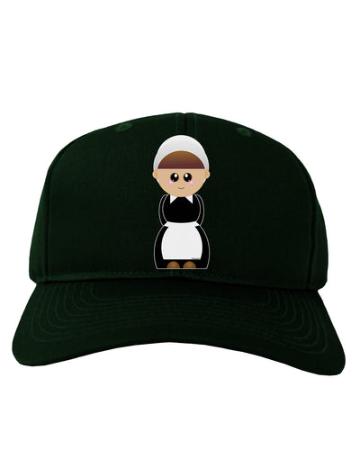 Cute Pilgrim Girl Thanksgiving Adult Dark Baseball Cap Hat-Baseball Cap-TooLoud-Hunter-Green-One Size-Davson Sales