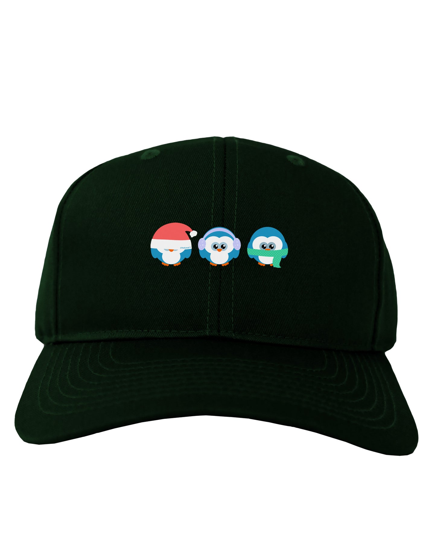 Christmas Penguins See No Evil Hear No Evil Speak No Evil Adult Dark Baseball Cap Hat-Baseball Cap-TooLoud-Hunter-Green-One Size-Davson Sales
