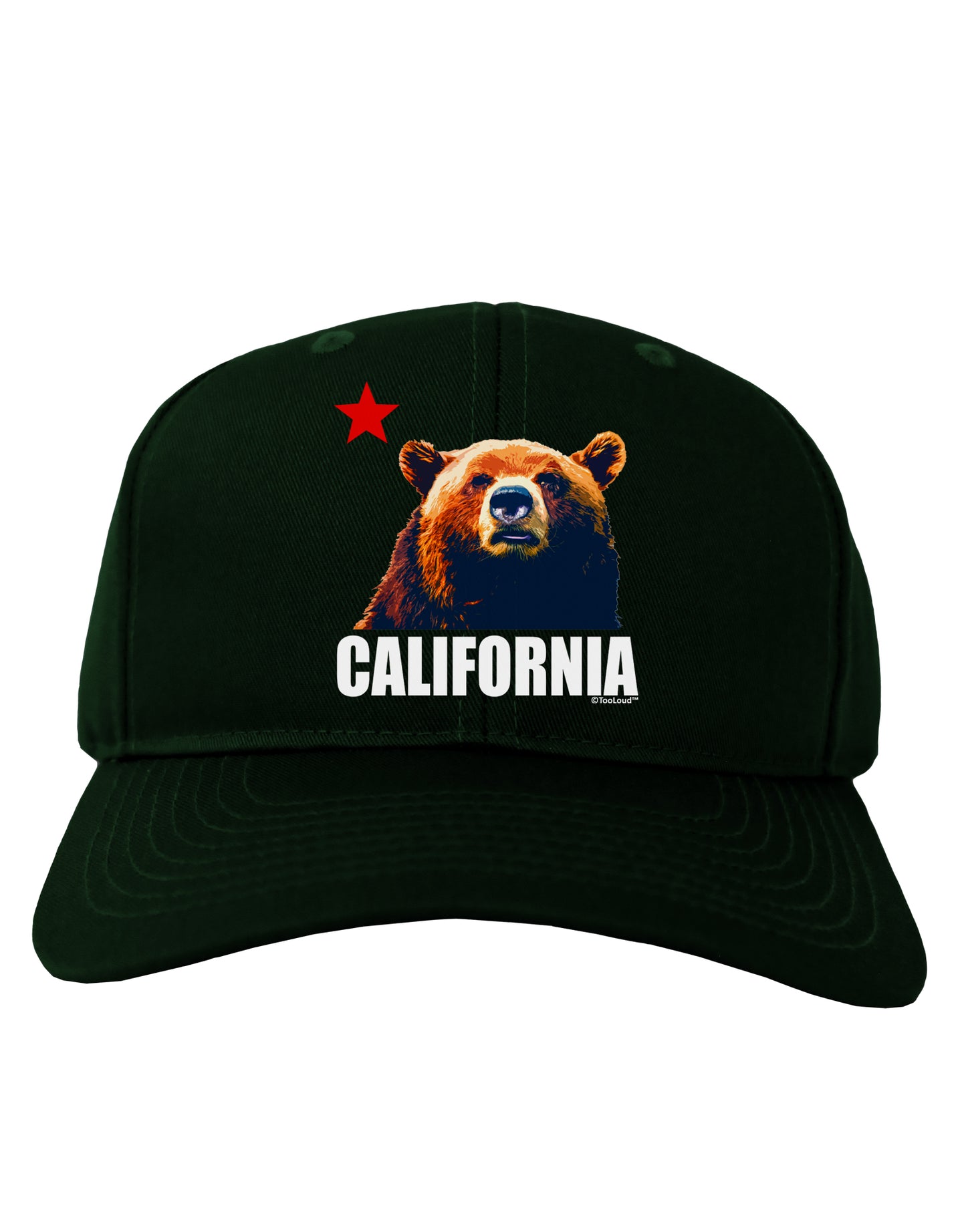 California Republic Design - Grizzly Bear and Star Adult Dark Baseball Cap Hat by TooLoud-Baseball Cap-TooLoud-Hunter-Green-One Size-Davson Sales
