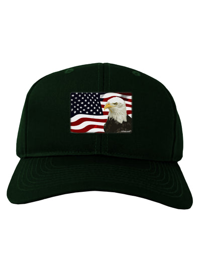 Patriotic USA Flag with Bald Eagle Adult Dark Baseball Cap Hat by TooLoud-Baseball Cap-TooLoud-Hunter-Green-One Size-Davson Sales