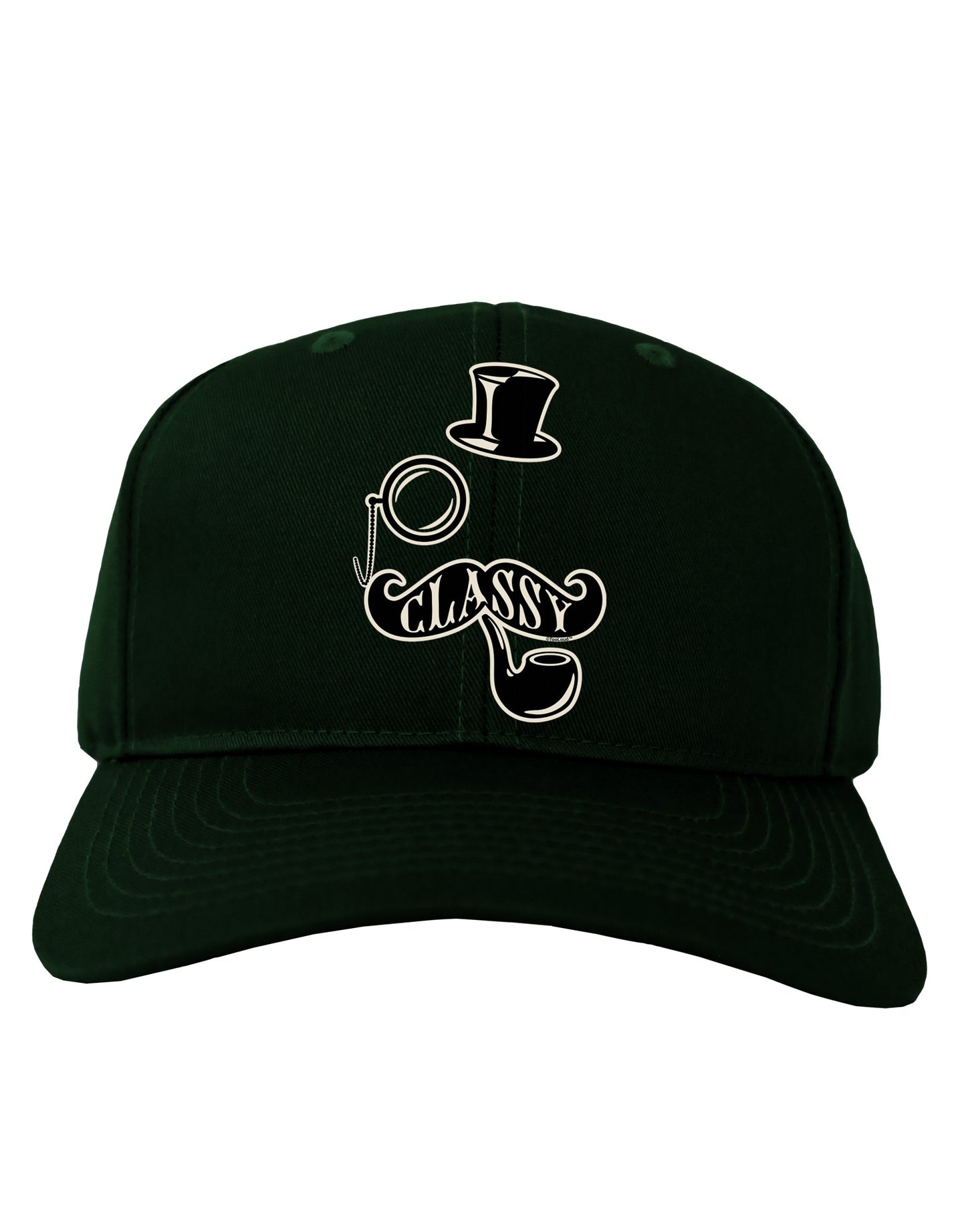 Classy Tophat Mustache Pipe and Monocle Adult Dark Baseball Cap Hat-Baseball Cap-TooLoud-Hunter-Green-One Size-Davson Sales