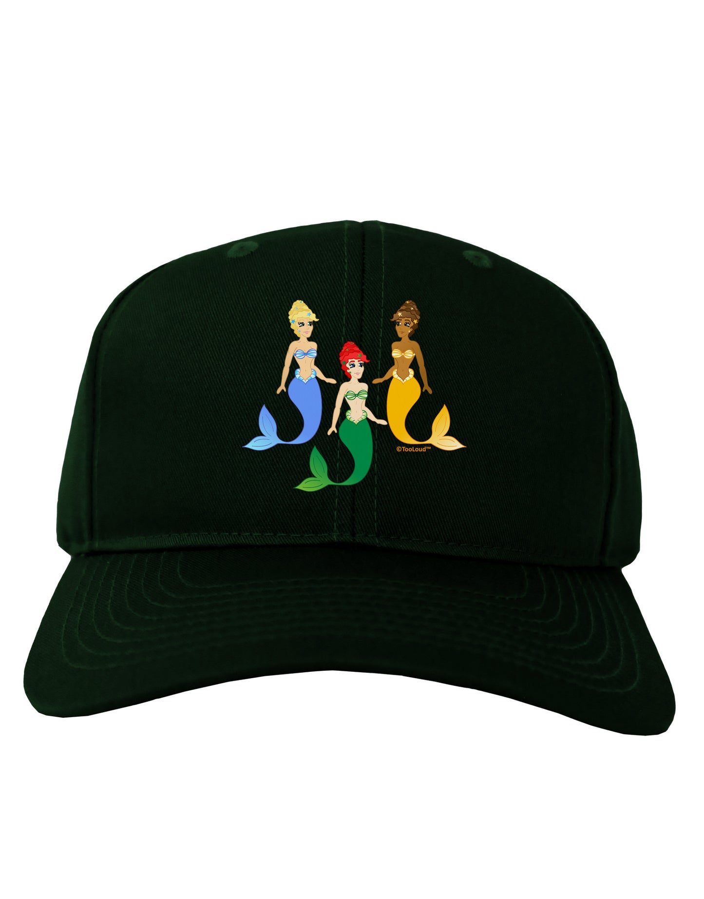 Three Mermaids Adult Dark Baseball Cap Hat-Baseball Cap-TooLoud-Hunter-Green-One Size-Davson Sales