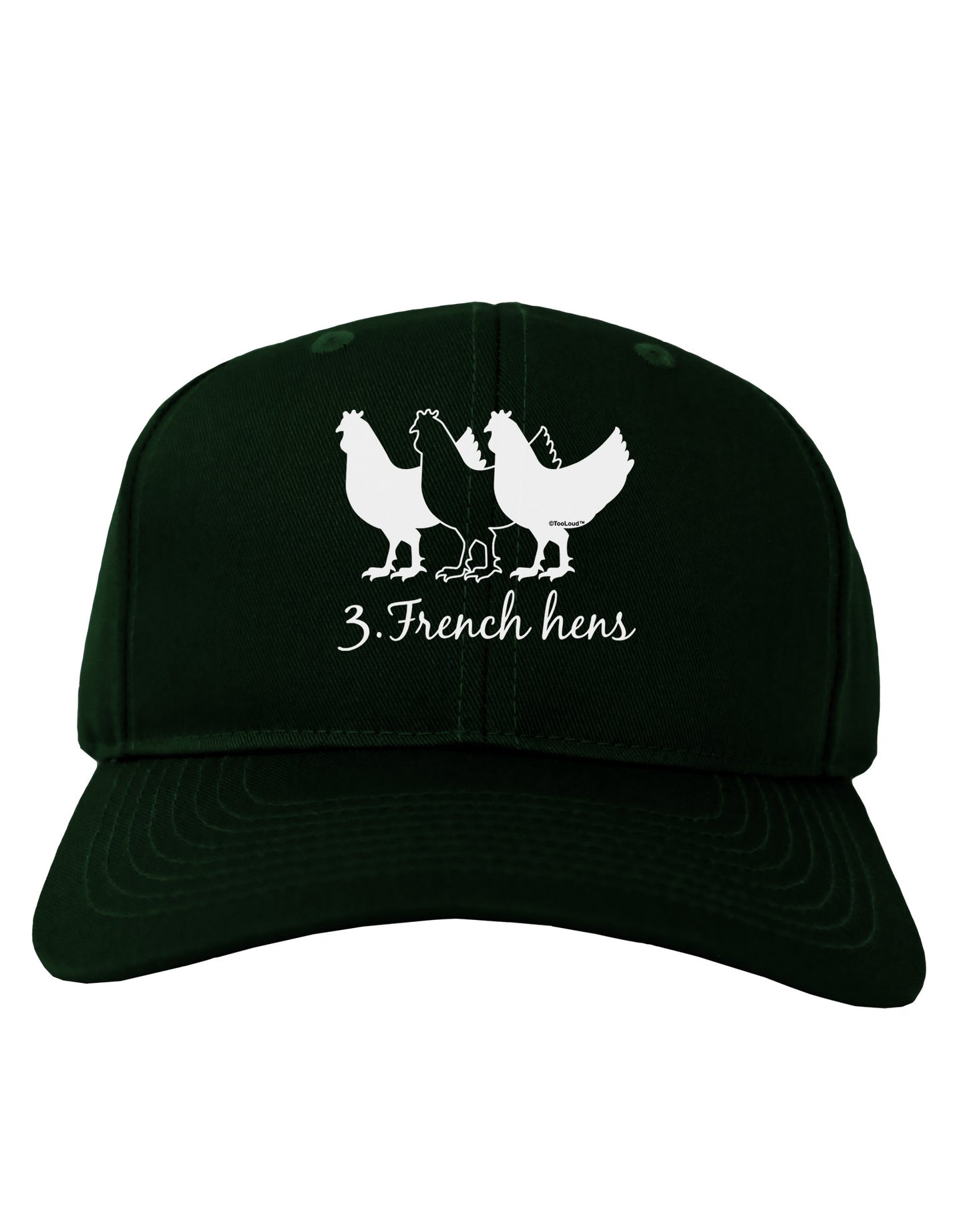 Three French Hens Text Adult Dark Baseball Cap Hat-Baseball Cap-TooLoud-Hunter-Green-One Size-Davson Sales