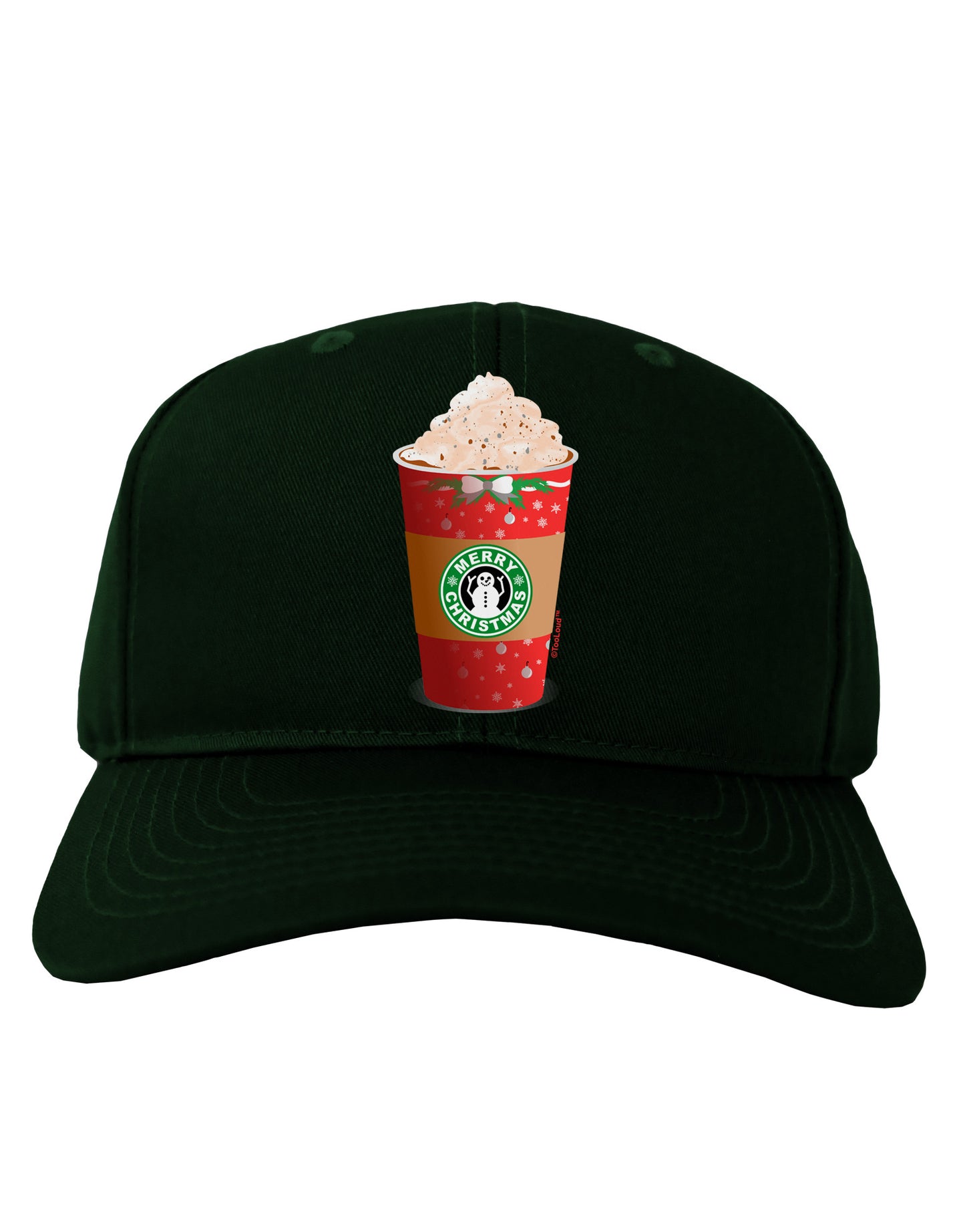 Merry Christmas Latte Cup Adult Dark Baseball Cap Hat-Baseball Cap-TooLoud-Hunter-Green-One Size-Davson Sales