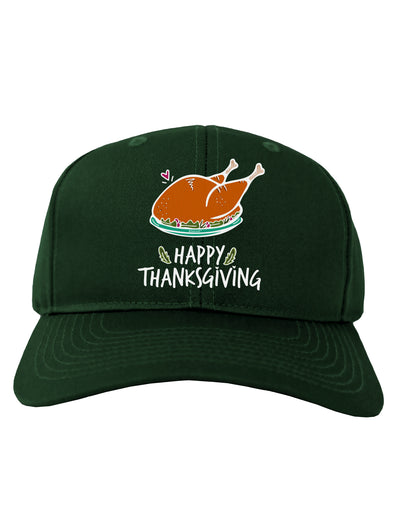 Happy Thanksgiving Adult Baseball Cap Hat-Baseball Cap-TooLoud-Hunter-Green-One-Size-Fits-Most-Davson Sales