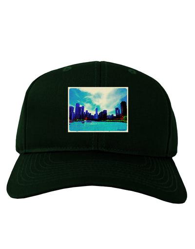 Chicago Skyline Watercolor Adult Dark Baseball Cap Hat-Baseball Cap-TooLoud-Hunter-Green-One Size-Davson Sales