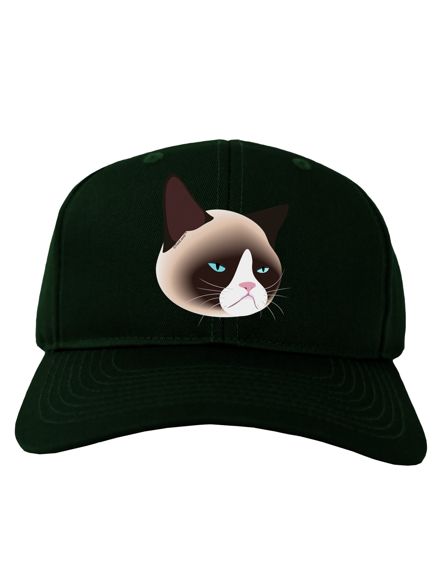 Cute Disgruntled Siamese Cat Adult Dark Baseball Cap Hat-Baseball Cap-TooLoud-Hunter-Green-One Size-Davson Sales
