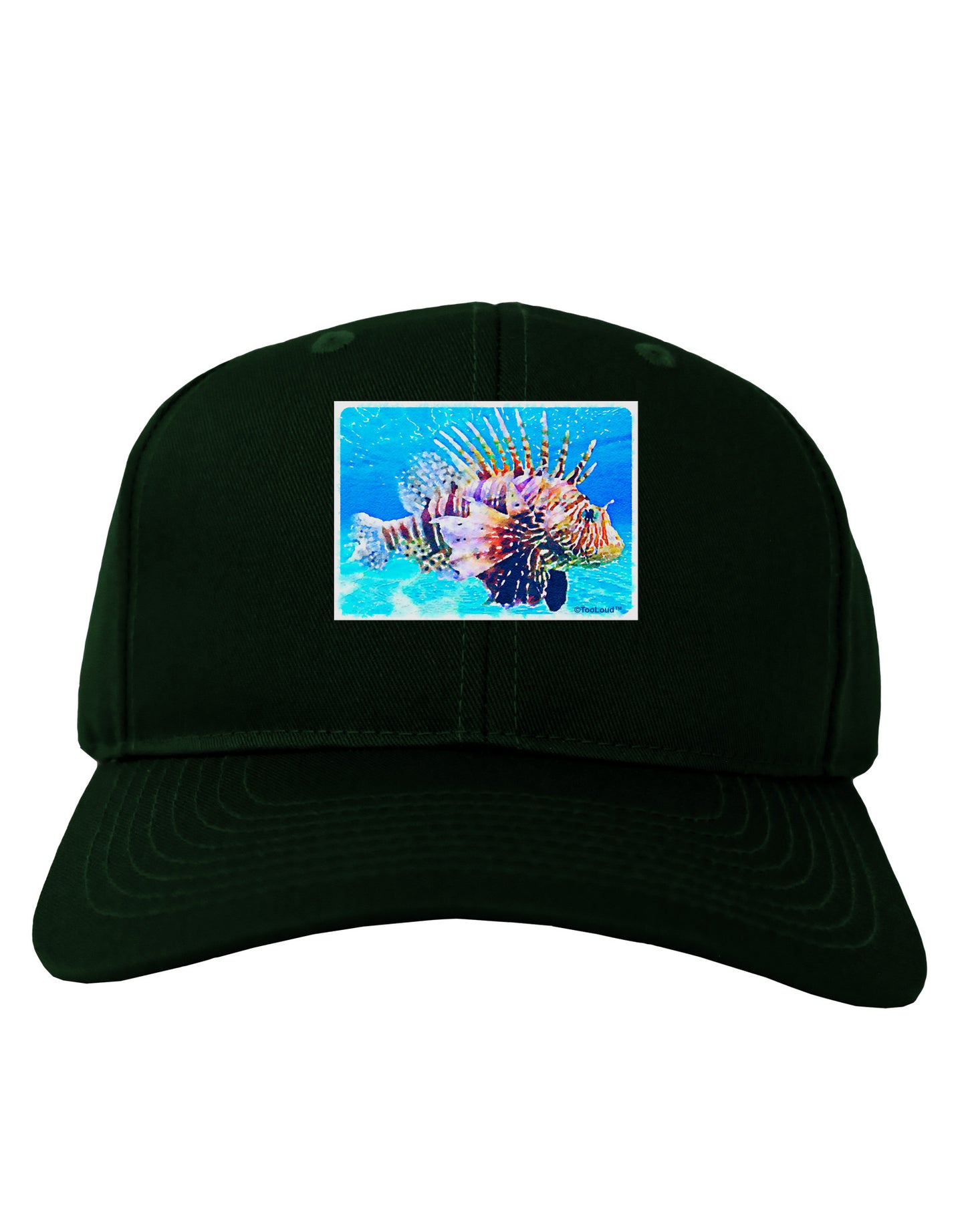 Lionfish in Watercolor Adult Dark Baseball Cap Hat by-Baseball Cap-TooLoud-Hunter-Green-One Size-Davson Sales
