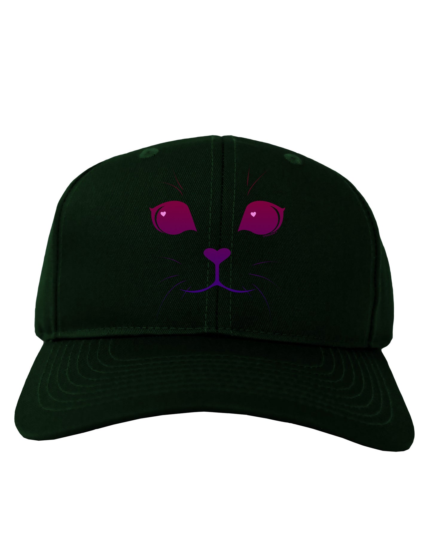 Heart Kitten Adult Dark Baseball Cap Hat by-Baseball Cap-TooLoud-Hunter-Green-One Size-Davson Sales