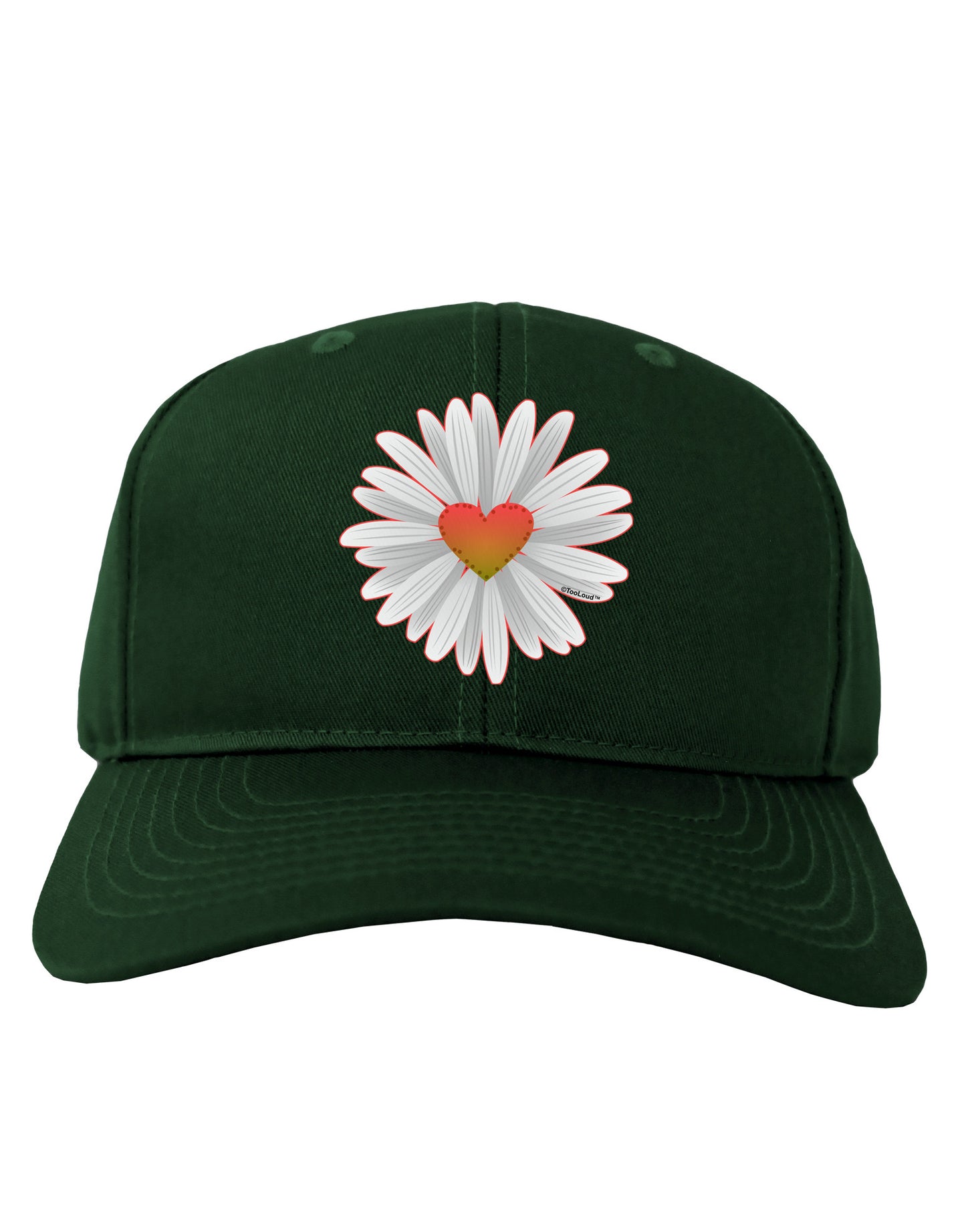 Pretty Daisy Heart Adult Dark Baseball Cap Hat-Baseball Cap-TooLoud-Hunter-Green-One Size-Davson Sales