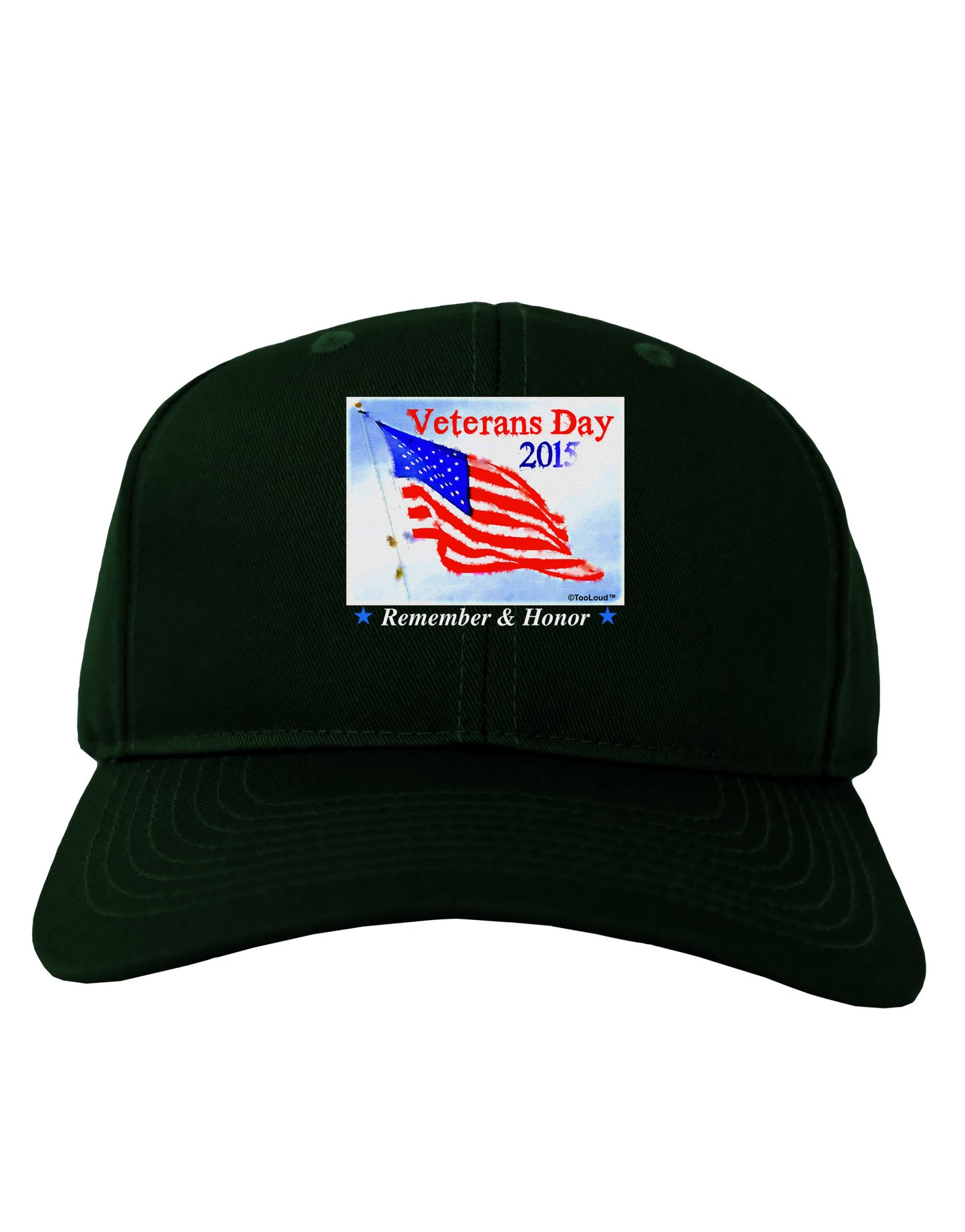 Veterans Day 2015 WaterColor Adult Dark Baseball Cap Hat-Baseball Cap-TooLoud-Hunter-Green-One Size-Davson Sales
