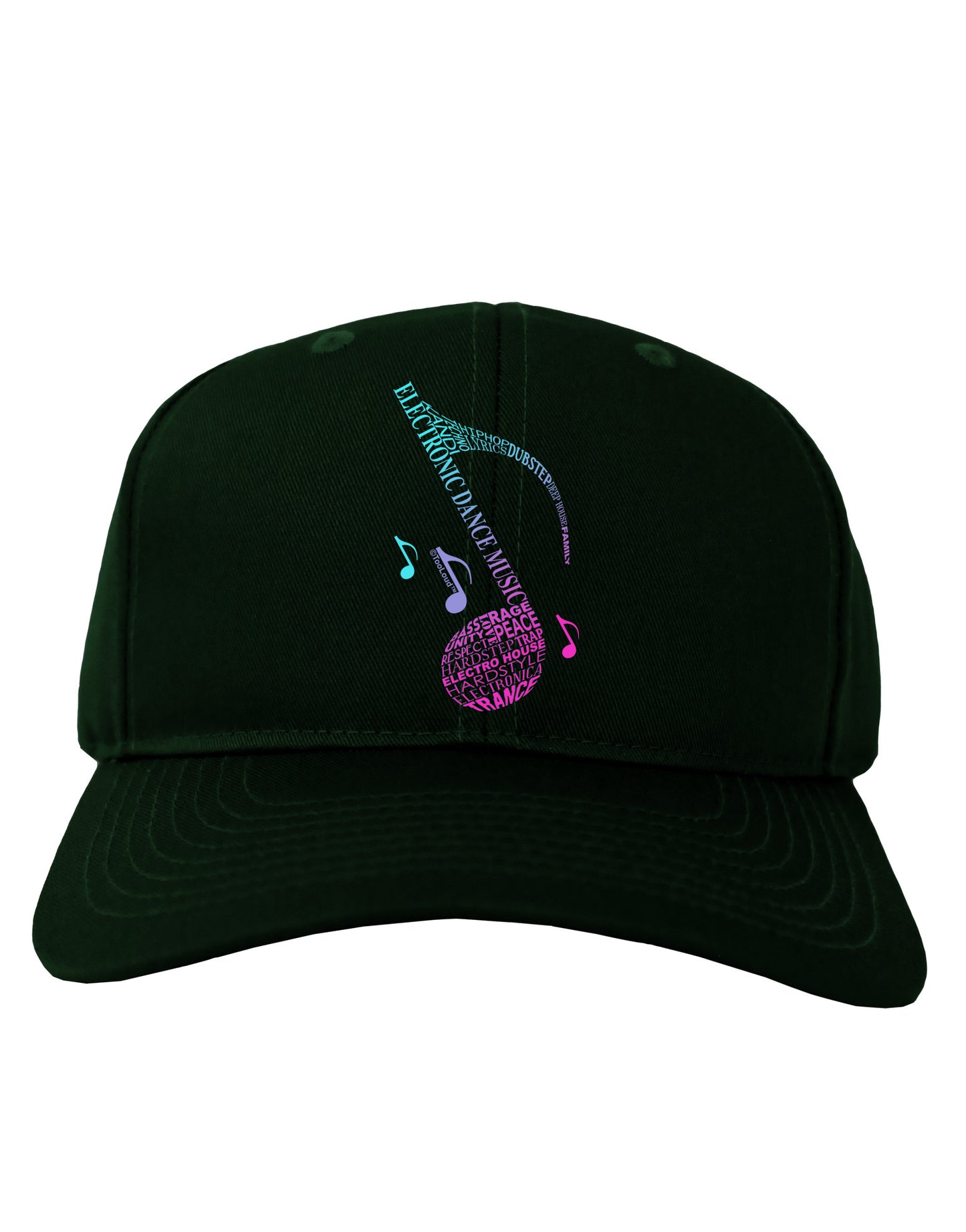 Music Note Typography Adult Dark Baseball Cap Hat-Baseball Cap-TooLoud-Hunter-Green-One Size-Davson Sales