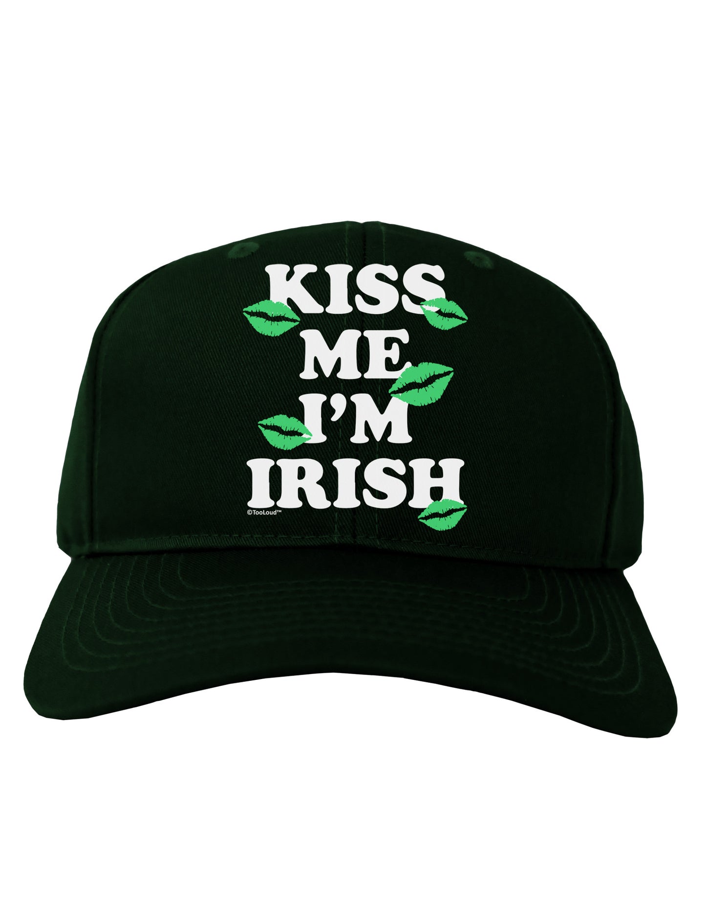 Kiss Me I'm Irish - Green Kisses Adult Dark Baseball Cap Hat by TooLoud-Baseball Cap-TooLoud-Hunter-Green-One Size-Davson Sales
