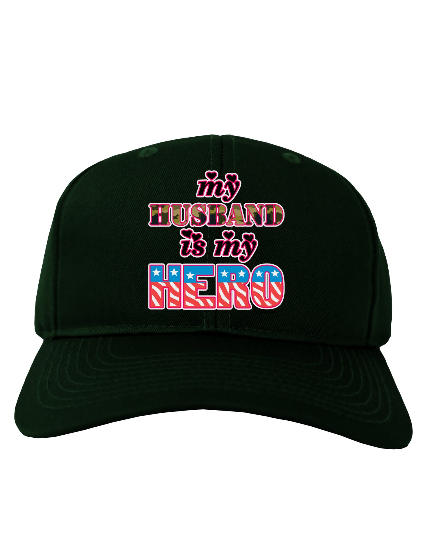 My Husband is My Hero - Armed Forces Adult Dark Baseball Cap Hat by TooLoud-Baseball Cap-TooLoud-Hunter-Green-One Size-Davson Sales