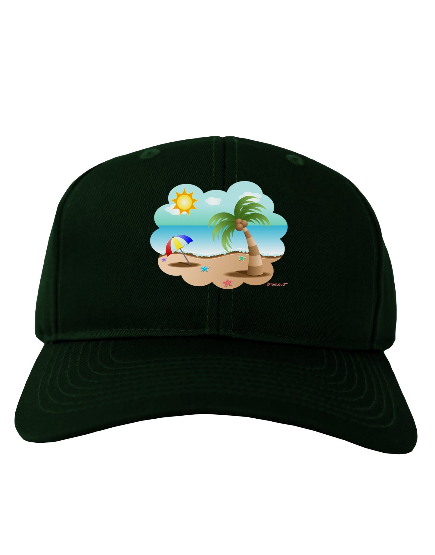 Fun Summer Beach Scene Adult Dark Baseball Cap Hat by TooLoud-Baseball Cap-TooLoud-Hunter-Green-One Size-Davson Sales