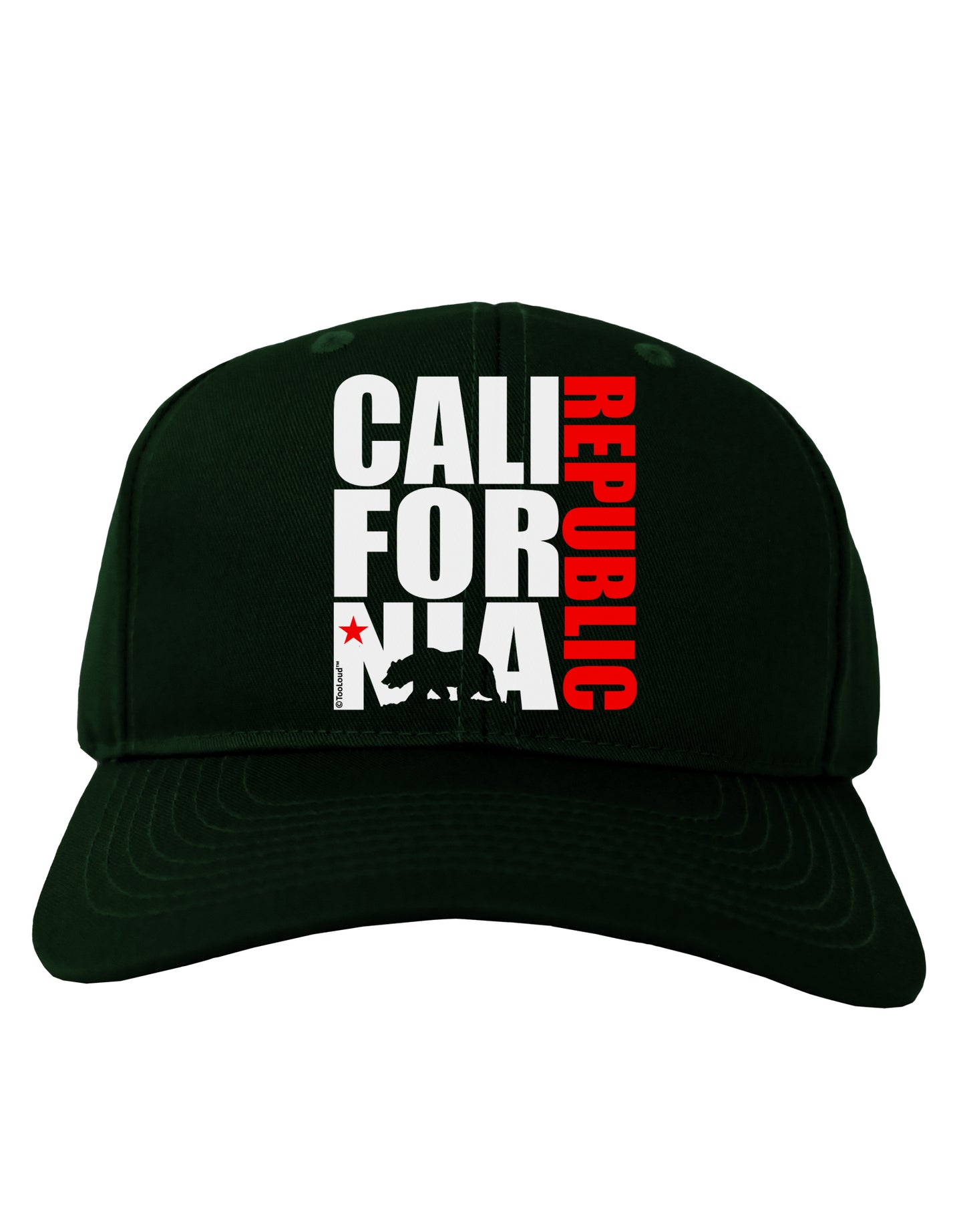 California Republic Design - California Red Star and Bear Adult Dark Baseball Cap Hat by TooLoud-Baseball Cap-TooLoud-Hunter-Green-One Size-Davson Sales