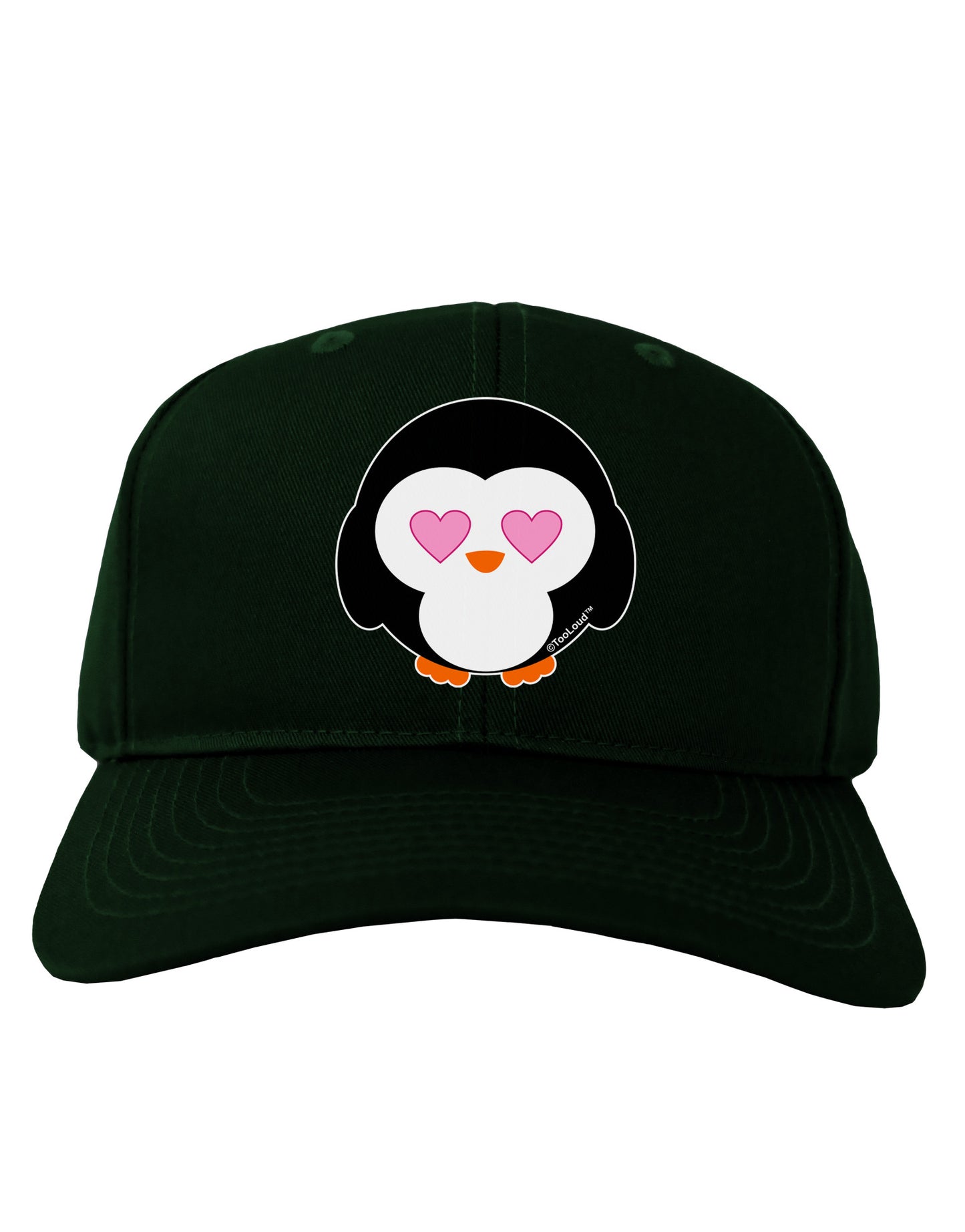 Cute Penguin - Heart Eyes Adult Dark Baseball Cap Hat by TooLoud-Baseball Cap-TooLoud-Hunter-Green-One Size-Davson Sales