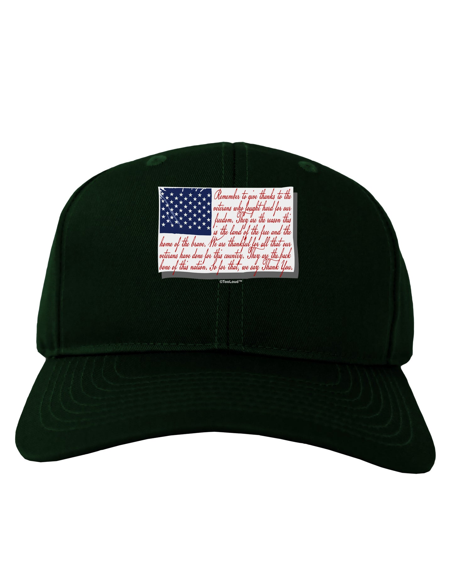 Veterans Scripted Flag Adult Dark Baseball Cap Hat-Baseball Cap-TooLoud-Hunter-Green-One Size-Davson Sales