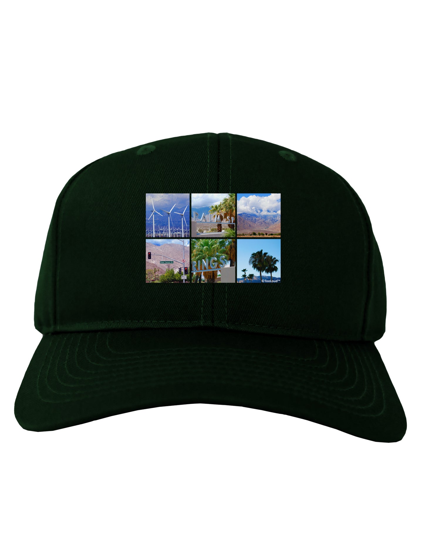 Palm Springs Square Collage Adult Dark Baseball Cap Hat-Baseball Cap-TooLoud-Hunter-Green-One Size-Davson Sales