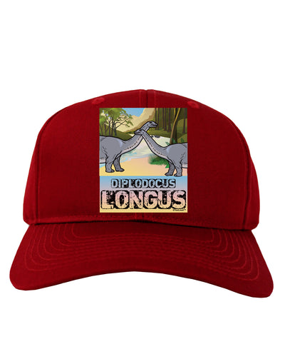 Diplodocus Longus - With Name Adult Dark Baseball Cap Hat-Baseball Cap-TooLoud-Red-One Size-Davson Sales