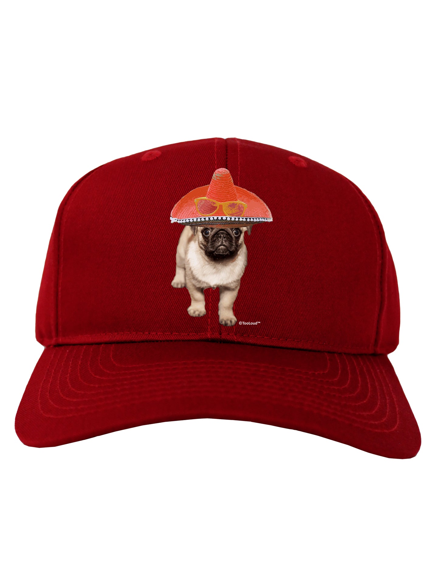 Pug Dog with Pink Sombrero Adult Dark Baseball Cap Hat by TooLoud-Baseball Cap-TooLoud-Red-One Size-Davson Sales