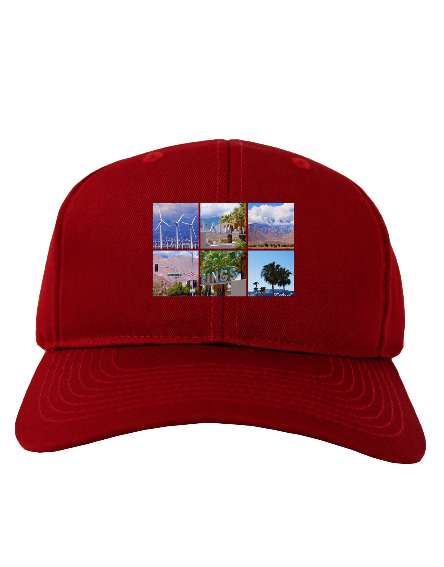 Palm Springs Square Collage Adult Dark Baseball Cap Hat-Baseball Cap-TooLoud-Red-One Size-Davson Sales