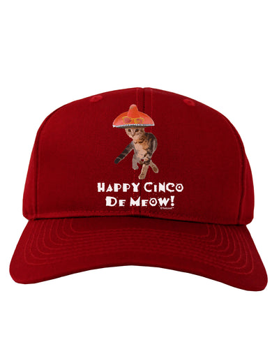 Cat with Pink Sombrero - Happy Cinco de Meow Adult Dark Baseball Cap Hat by TooLoud-Baseball Cap-TooLoud-Red-One Size-Davson Sales