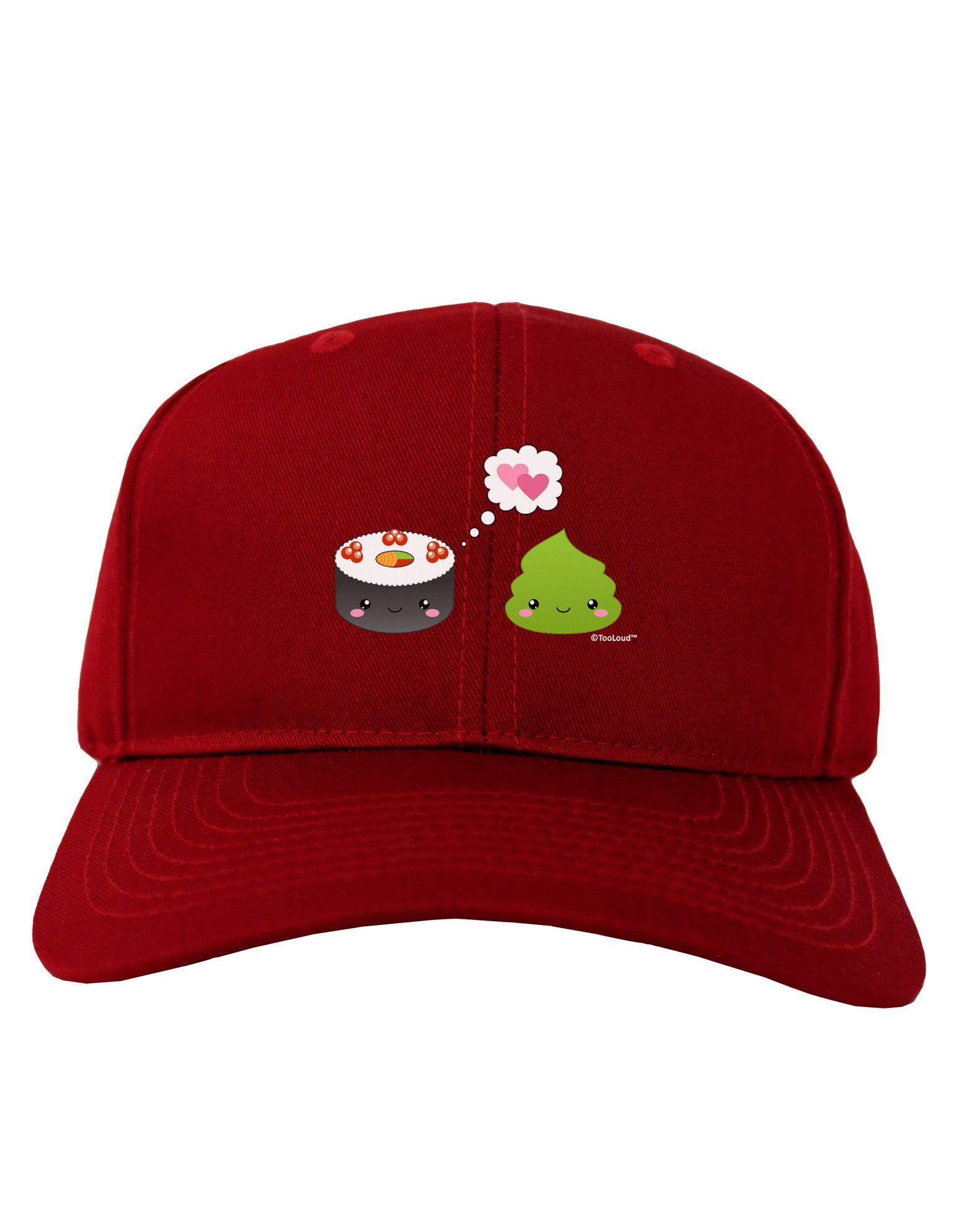 Cute Sushi and Wasabi Love Adult Dark Baseball Cap Hat by TooLoud-Baseball Cap-TooLoud-Red-One Size-Davson Sales