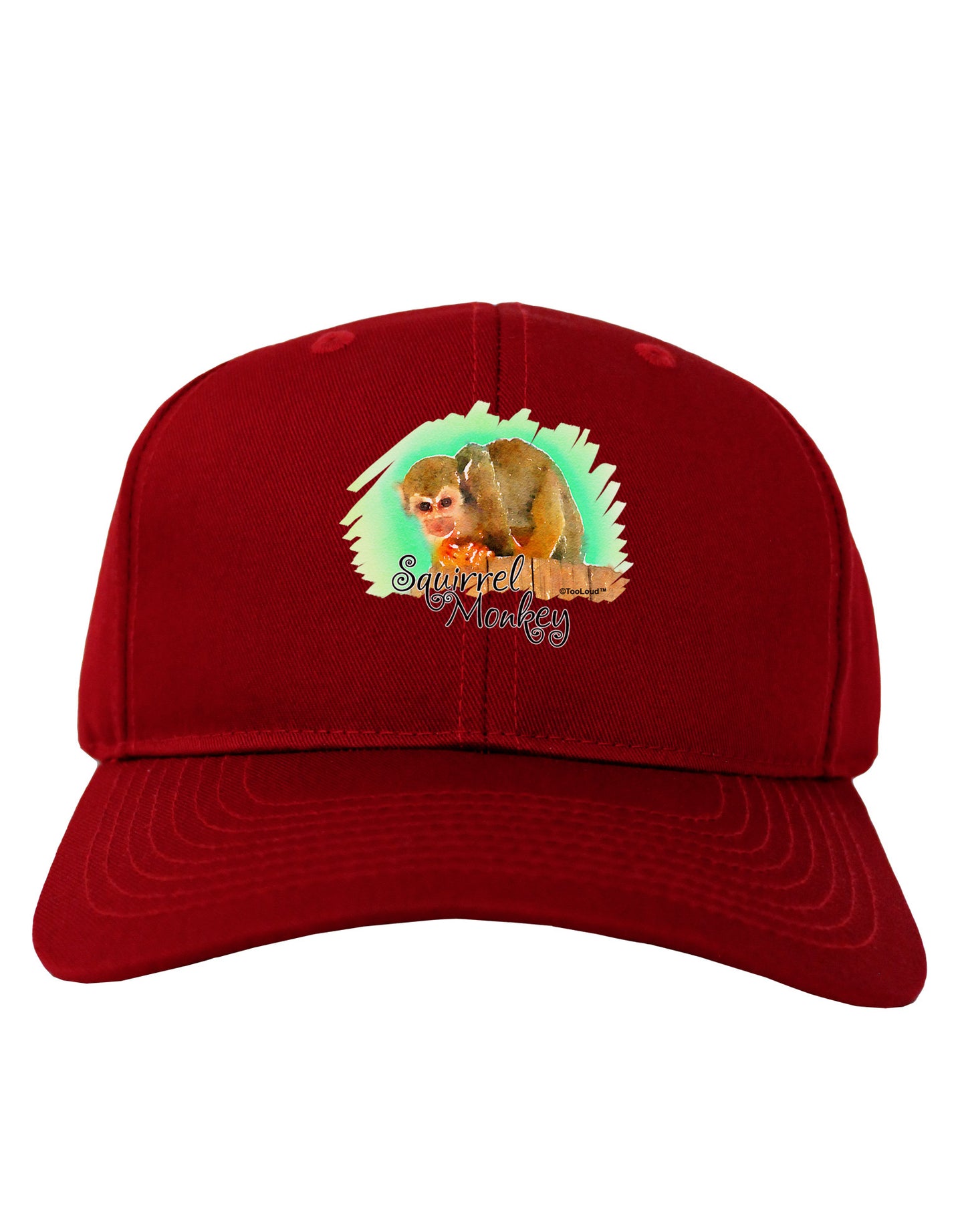 Squirrel Monkey Watercolor Text Adult Dark Baseball Cap Hat-Baseball Cap-TooLoud-Red-One Size-Davson Sales