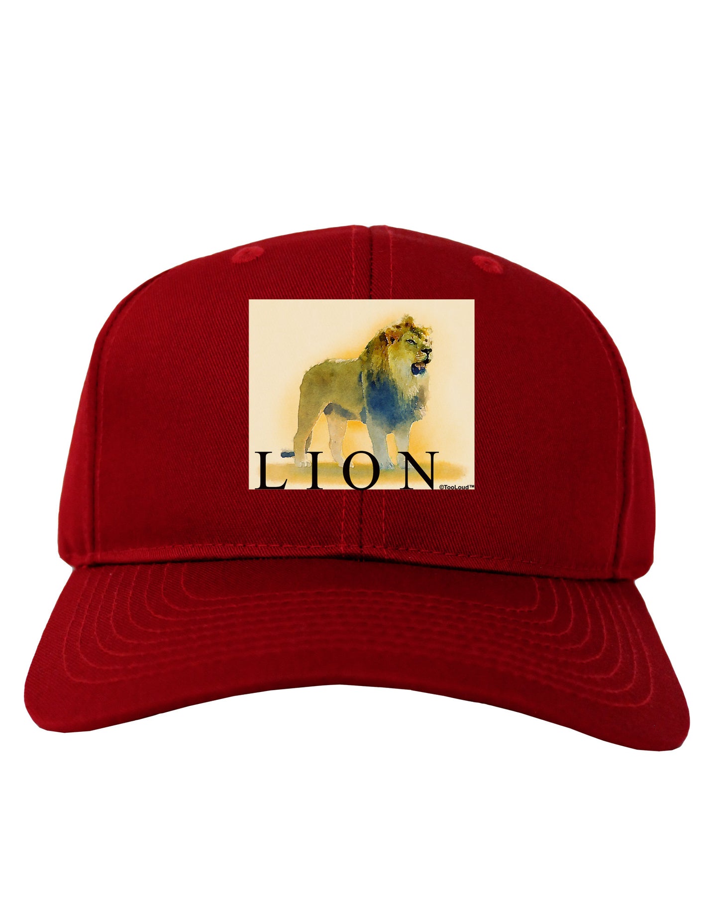 Lion Watercolor 1 Text Adult Dark Baseball Cap Hat-Baseball Cap-TooLoud-Red-One Size-Davson Sales