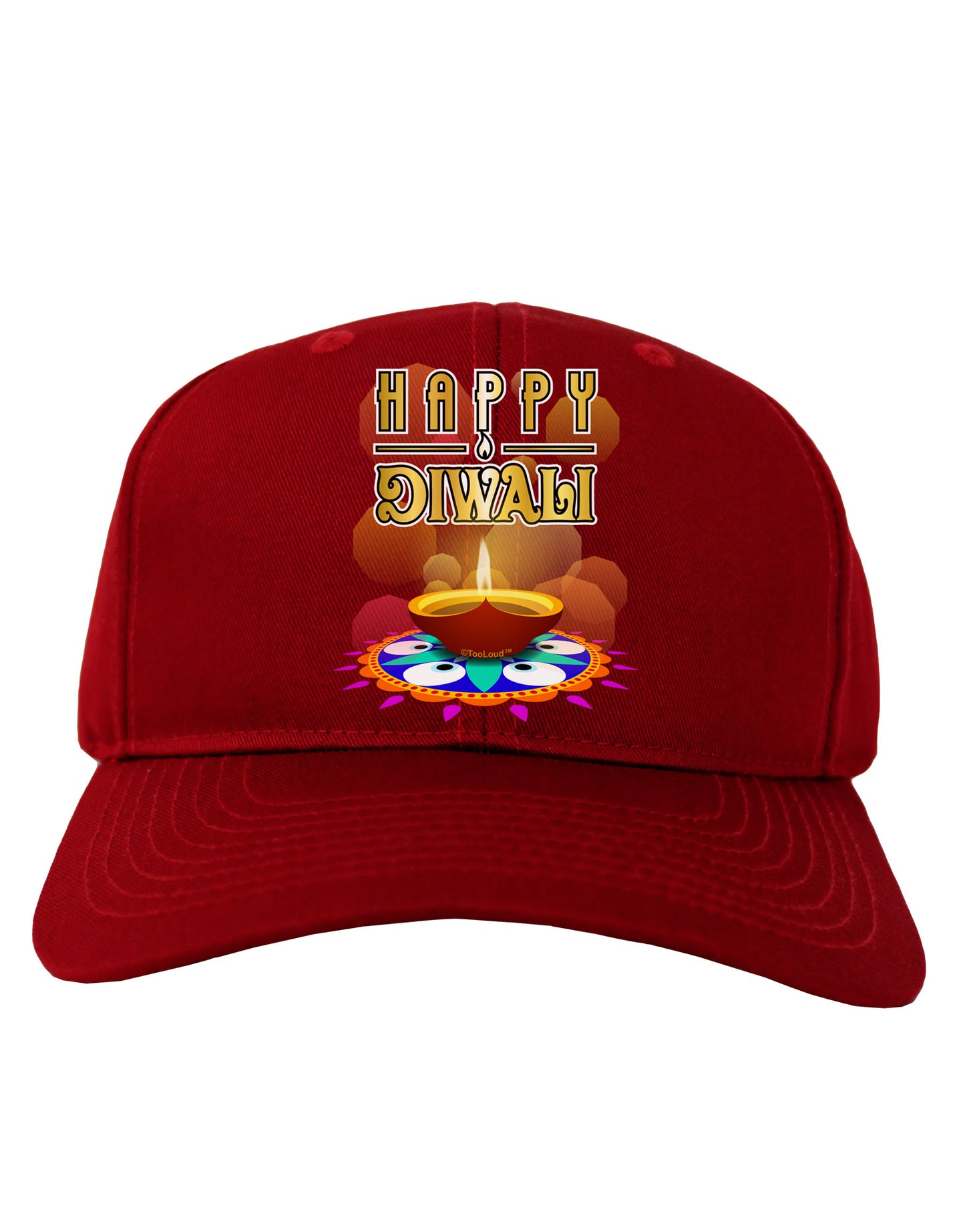 Happy Diwali - Rangoli and Diya Adult Dark Baseball Cap Hat by-Baseball Cap-TooLoud-Red-One Size-Davson Sales