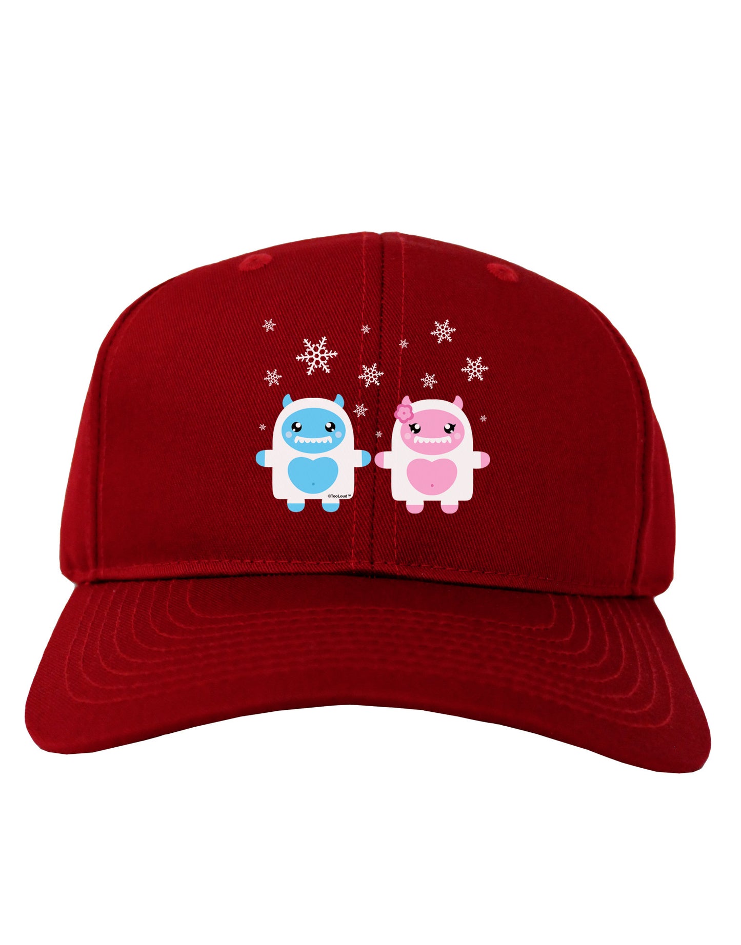 Cute Abominable Snowman Yeti Couple - Christmas Adult Dark Baseball Cap Hat-Baseball Cap-TooLoud-Red-One Size-Davson Sales