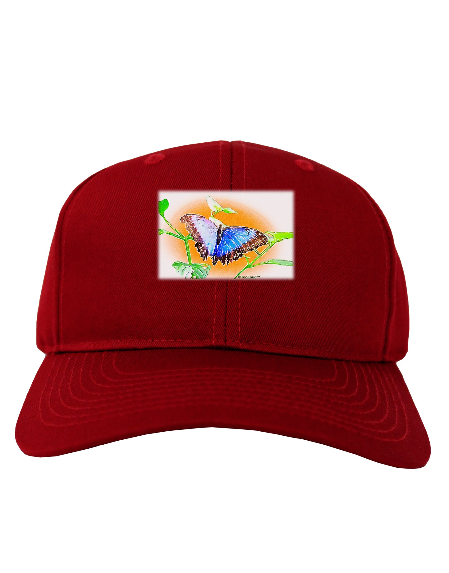 Blue Watercolor Butterfly Adult Dark Baseball Cap Hat-Baseball Cap-TooLoud-Red-One Size-Davson Sales