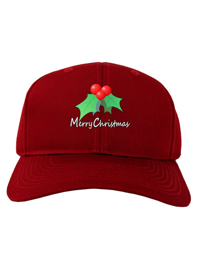 Holly Merry Christmas Text Adult Dark Baseball Cap Hat-Baseball Cap-TooLoud-Red-One Size-Davson Sales