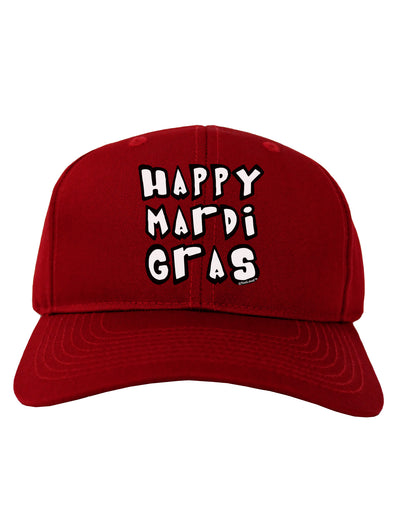 Happy Mardi Gras Text 2 BnW Adult Dark Baseball Cap Hat-Baseball Cap-TooLoud-Red-One Size-Davson Sales