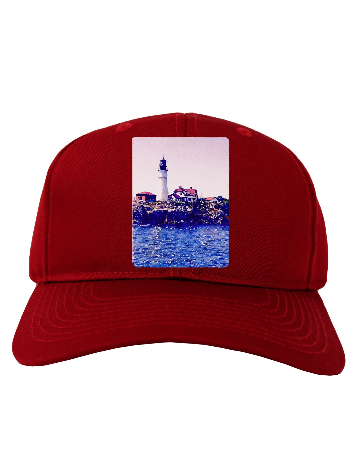 TooLoud Watercolor Lighthouse 2 Adult Dark Baseball Cap Hat-Baseball Cap-TooLoud-Red-One Size-Davson Sales