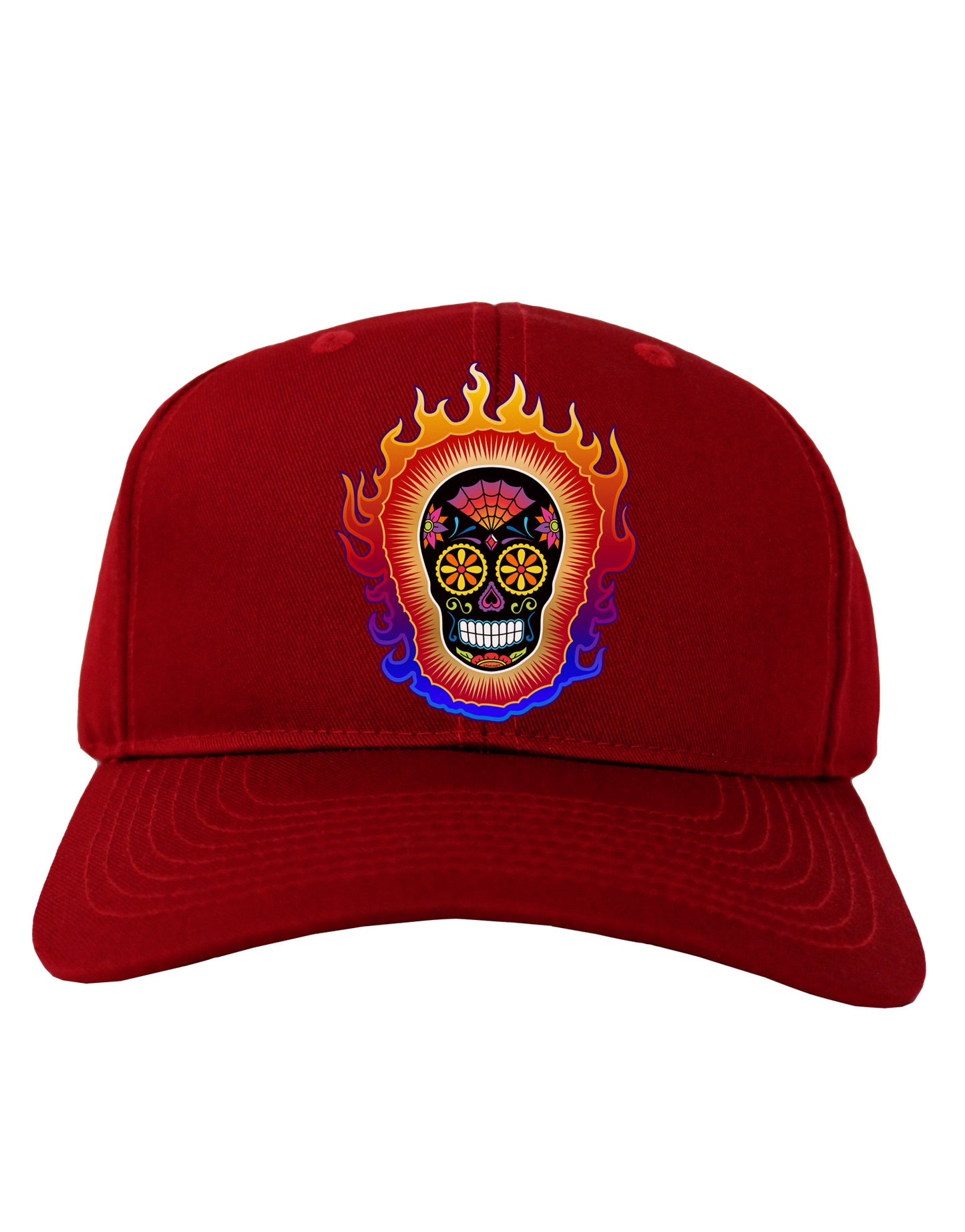 Sacred Calavera Day of the Dead Sugar Skull Adult Dark Baseball Cap Hat-Baseball Cap-TooLoud-Red-One Size-Davson Sales